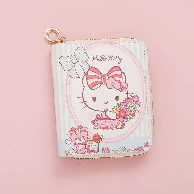 Sanrio Hello Kitty Coin Purse Cute Cartoon Short Wallet Cartoon Student Mini Zipper Ladies Practical Fashion Kawaii Coin Purse