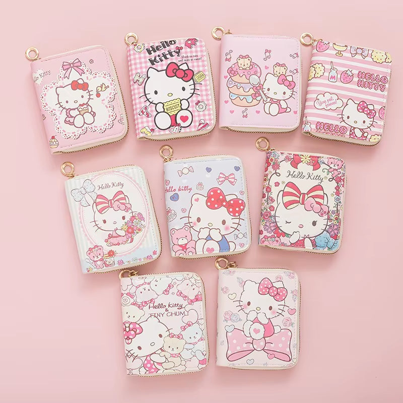 Sanrio Hello Kitty Coin Purse Cute Cartoon Short Wallet Cartoon Student Mini Zipper Ladies Practical Fashion Kawaii Coin Purse