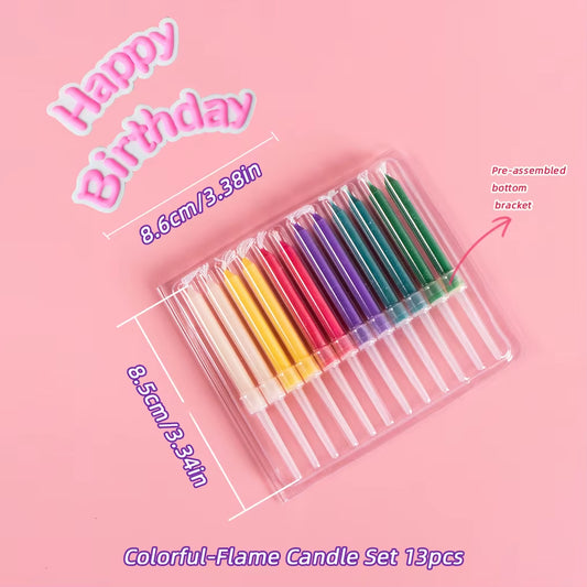 12 Pcs Colorful Birthday Candles Party Supplies Wedding Colorful Multicolor Candles Safety Flame Dessert Cake Toppers Decoration