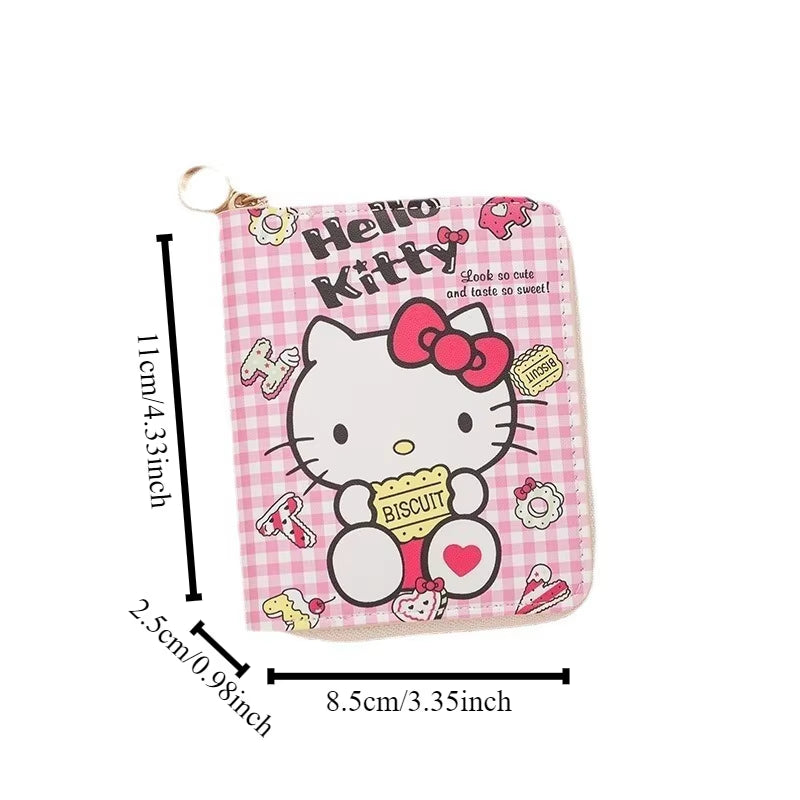 Sanrio Hello Kitty Coin Purse Cute Cartoon Short Wallet Cartoon Student Mini Zipper Ladies Practical Fashion Kawaii Coin Purse