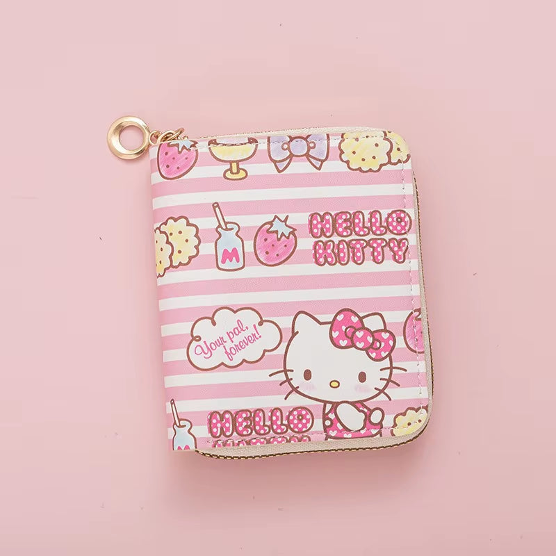 Sanrio Hello Kitty Coin Purse Cute Cartoon Short Wallet Cartoon Student Mini Zipper Ladies Practical Fashion Kawaii Coin Purse