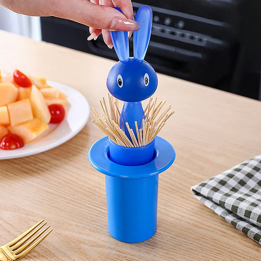 Pull-Up Type Toothpick Cylinder Cotton Swab Storage Box Fun Magic Rabbit Shape Toothpick Dispenser Case Table Decoration