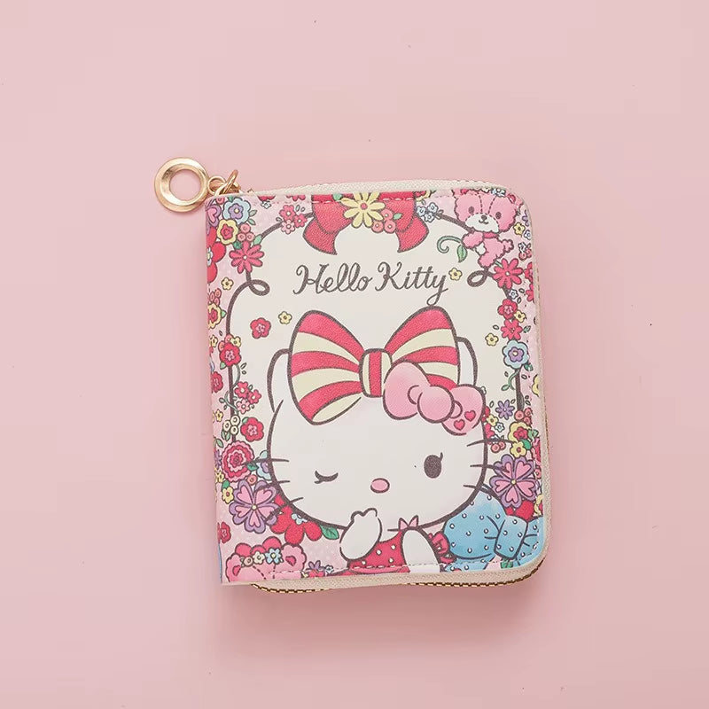 Sanrio Hello Kitty Coin Purse Cute Cartoon Short Wallet Cartoon Student Mini Zipper Ladies Practical Fashion Kawaii Coin Purse