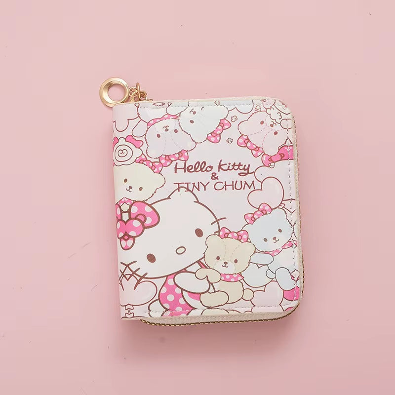 Sanrio Hello Kitty Coin Purse Cute Cartoon Short Wallet Cartoon Student Mini Zipper Ladies Practical Fashion Kawaii Coin Purse