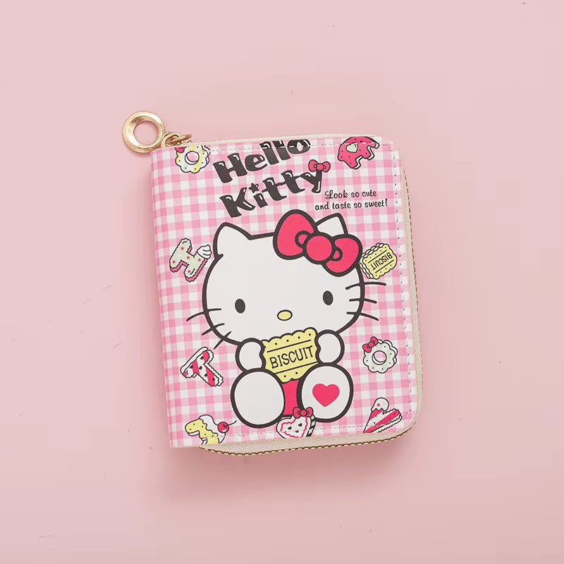 Sanrio Hello Kitty Coin Purse Cute Cartoon Short Wallet Cartoon Student Mini Zipper Ladies Practical Fashion Kawaii Coin Purse